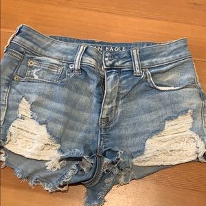 american eagle denim shorts with lace pockets